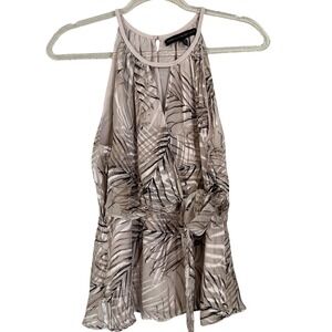 White House Black Market Halter Neck Tropical Leaf Print Peplum Top Size 6